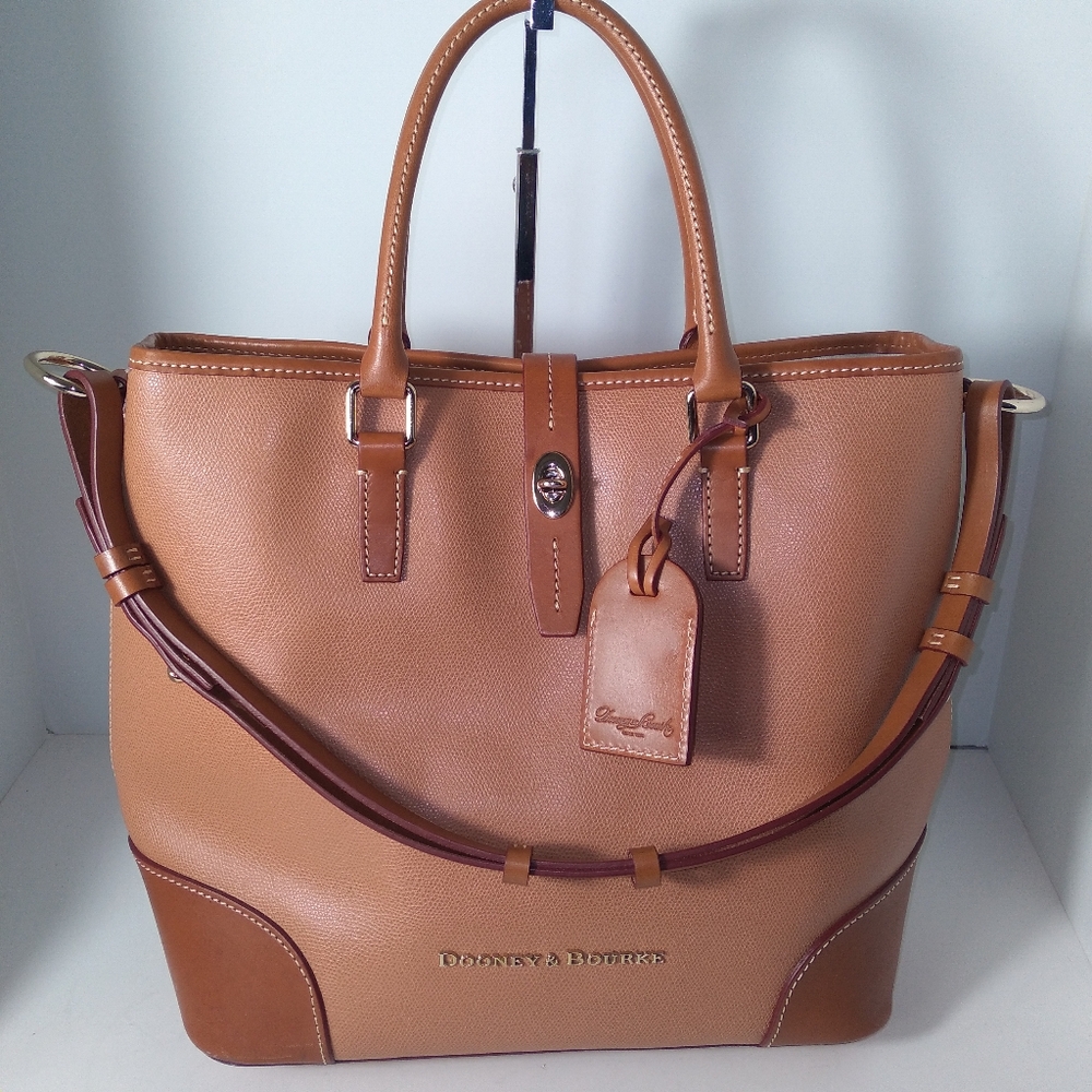 Authentic Dooney & Bourke Shelby Shopper Carmel/Tan Leather Tote and Wallet Set - Picture 11 of 16